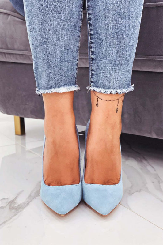 LEXIE - Escarpins bleu ciel en daim avec talon haut