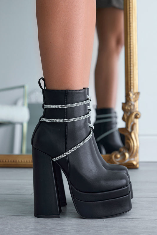 AVRIL - Bottines noires Alexoo avec strass