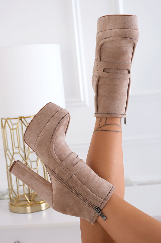 Tronchetti beige Alexoo con tacco alto