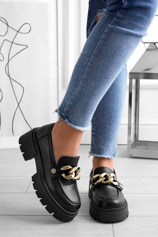 Mocassini platform neri Alexoo con accessori intercambiabili