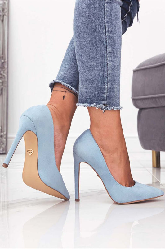 LEXIE - Escarpins bleu ciel en daim avec talon haut