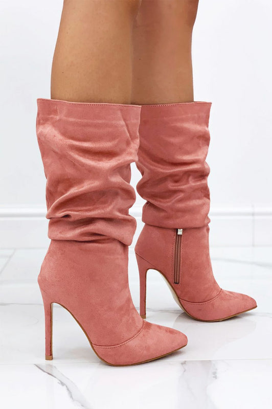 ROLITA - Alexoo Bottes en daim à talons hauts Rose