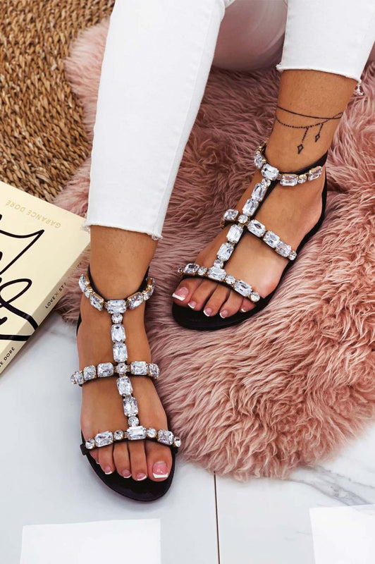 Sandali bassi neri gioiello