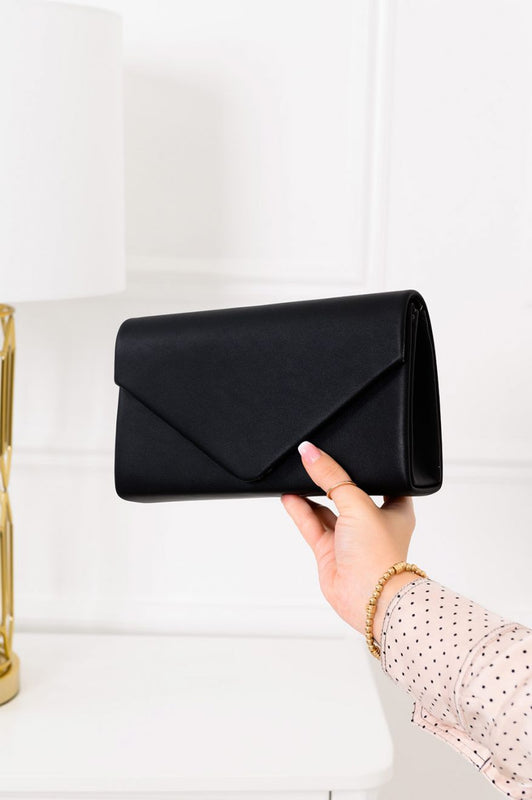 Black faux leather clutch bag B202