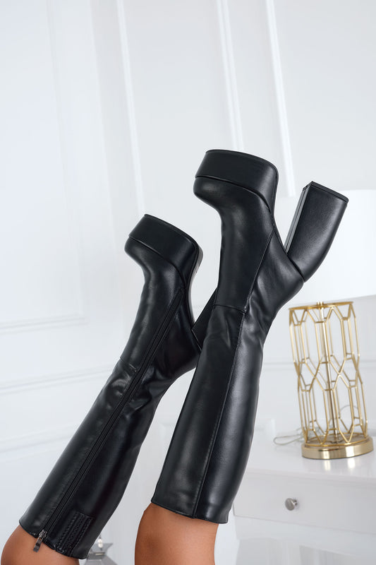 Bottes noires à plateforme Alexoo avec talon haut courbé