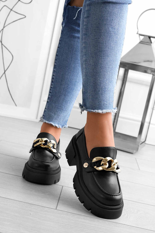 Mocassini platform neri Alexoo con accessori intercambiabili