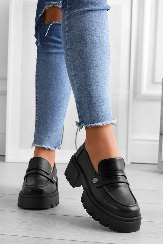 Mocassini platform neri Alexoo con accessori intercambiabili