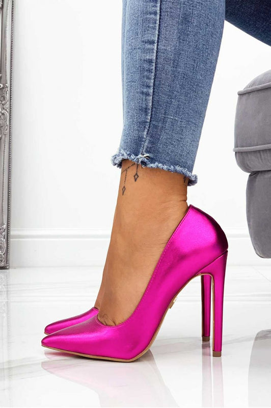 Decolletè fuxia metallizzate con tacco alto