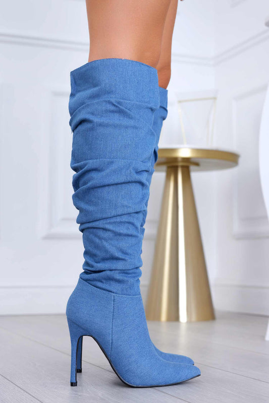 BORIS - Bottines bleu jean à talon aiguille