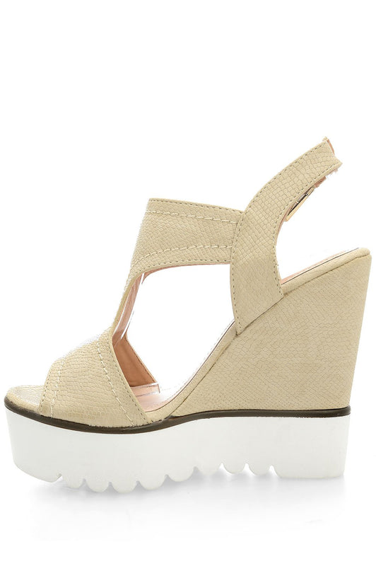 Sandali beige con zeppa