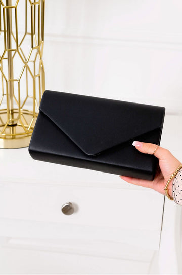 Black faux leather clutch bag B202