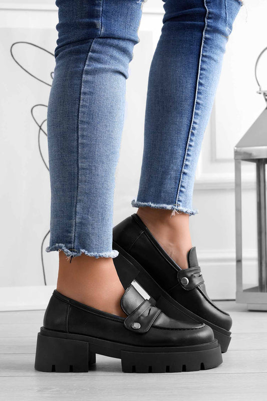 Mocassini platform neri Alexoo con accessori intercambiabili