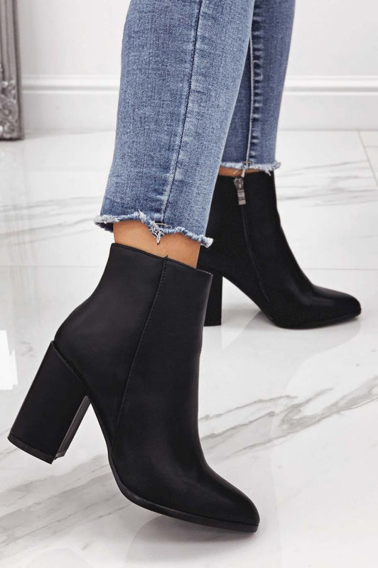 Bottines noires en simili cuir avec talon confortable