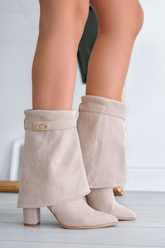 Stivaletti beige Alexoo con risvolto