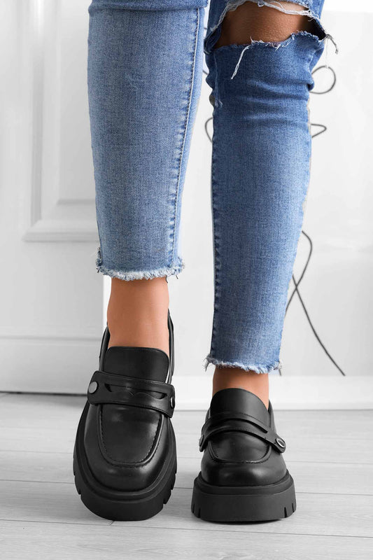 Mocassini platform neri Alexoo con accessori intercambiabili