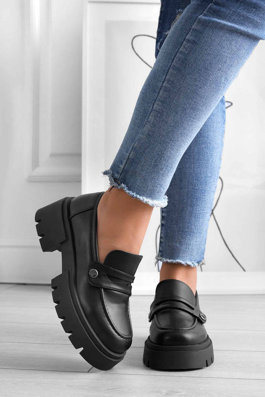 Mocassini platform neri Alexoo con accessori intercambiabili