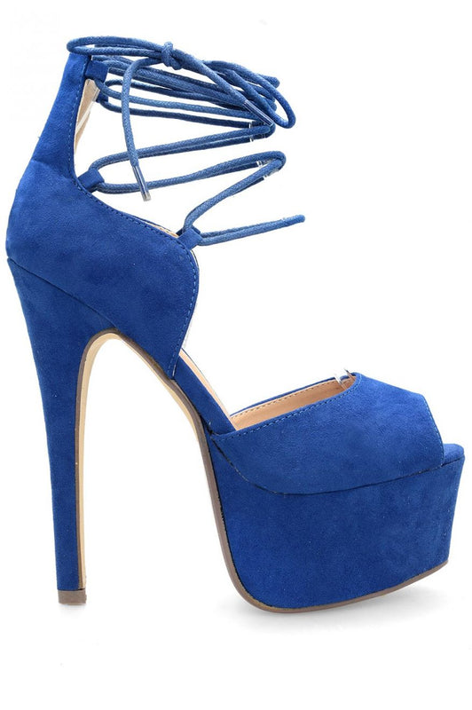 Sandales en daim à lacets Bleu