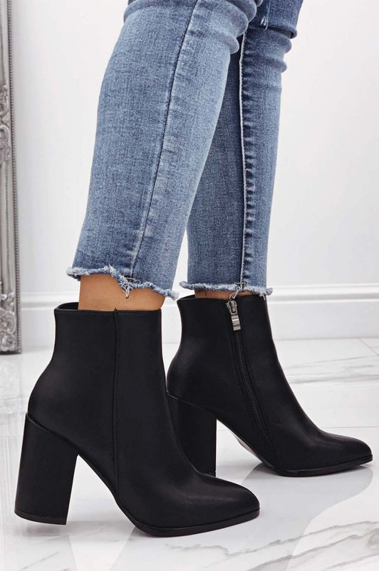 Bottines noires en simili cuir avec talon confortable
