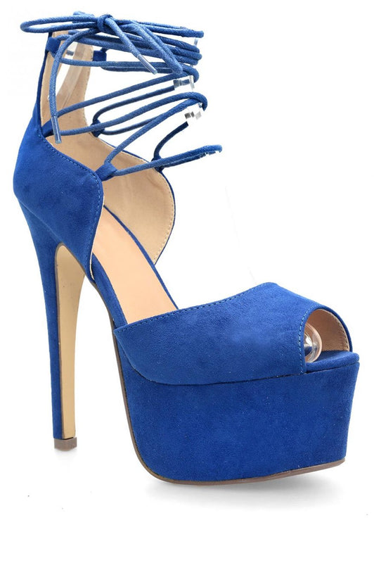 Sandales en daim à lacets Bleu