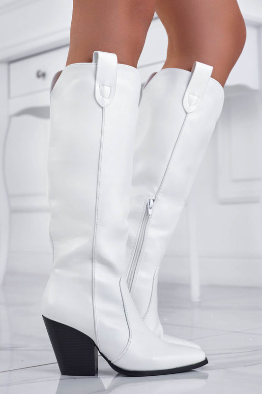 Bottes blanches camperos en simili cuir