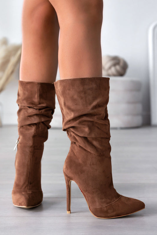 ROLITA - Alexoo Bottes marron en daim à talons hauts
