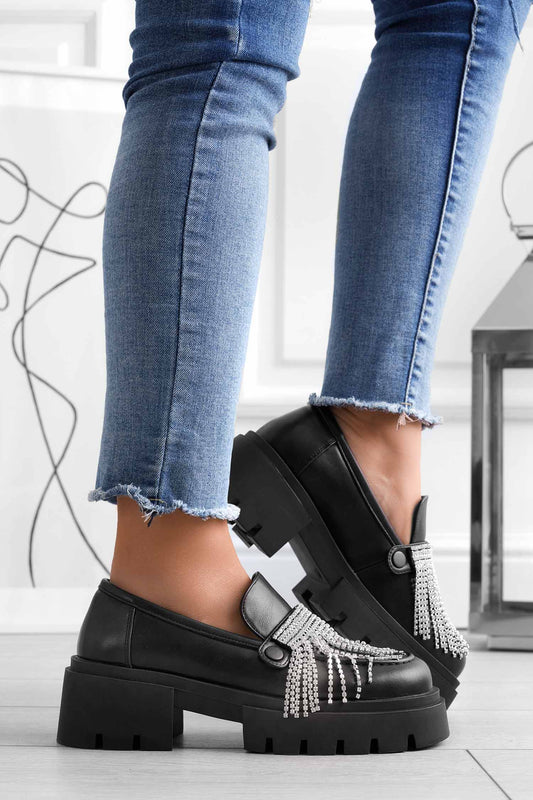 Mocassini platform neri Alexoo con accessori intercambiabili