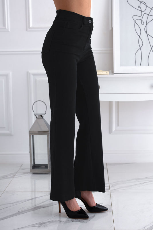 Pantalon noir en coton évasé