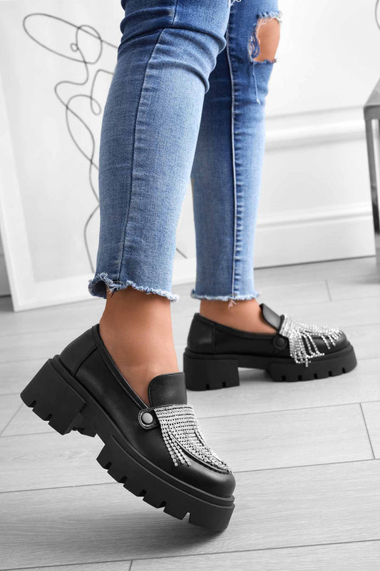 Mocassini platform neri Alexoo con accessori intercambiabili