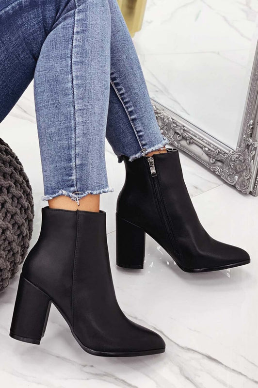 Bottines noires en simili cuir avec talon confortable