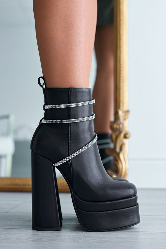 AVRIL - Bottines noires Alexoo avec strass