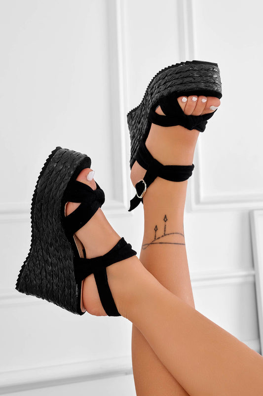 BURGOS - Espadrilles sandales noires à brides