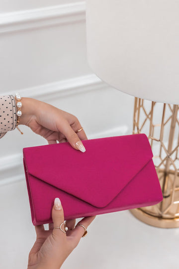 Pochette B205 en daim fuchsia