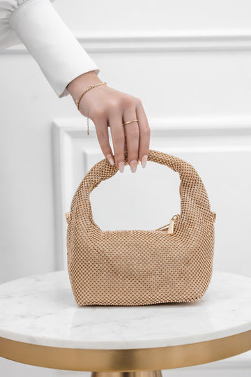 Pochette dorée bijou avec strass B208