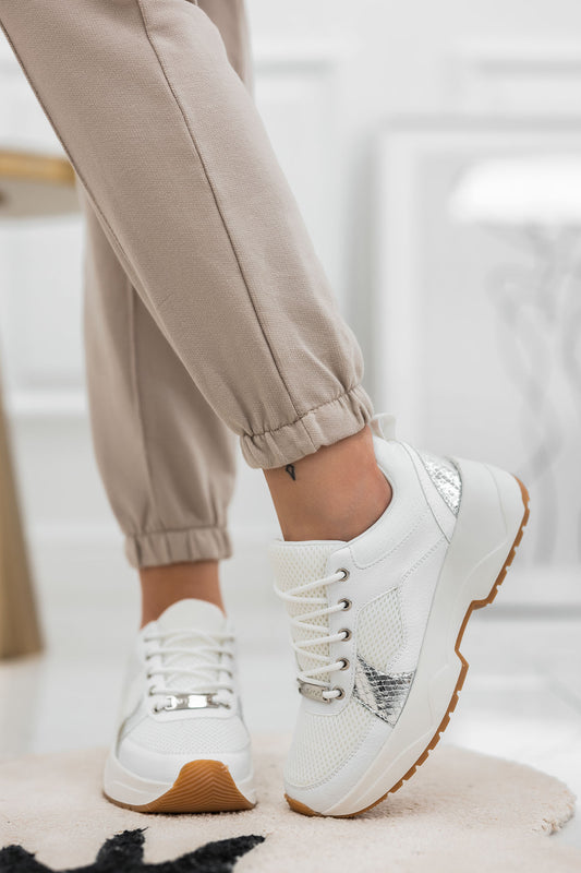 Baskets Alexoo blanches perforées avec inserts argentés