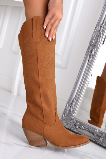 Bottes camel camperos en daim texan